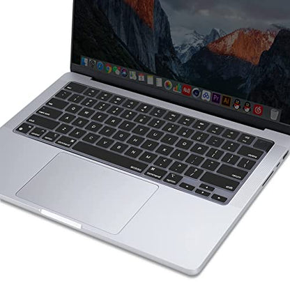 MOSISO Keyboard Cover Skin Compatible with MacBook Air 15 inch M3 M2 | A3114 A2941/Air 13.6 A3113 A2681/Pro 14/16 M4 M3 M2 M1, Black - color: Black
