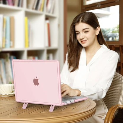 MOSISO Compatible with MacBook Pro 14 inch Case M5 M4 M3 M2 M1 2026-2021 | 4 in 1 Kit Shock-Absorbing Shell with Fold Kickstand, A3427 A3426 A3434 A3112 A3185 A3401 A2918 A2992 A2779 A2442, Pink - color: Pink