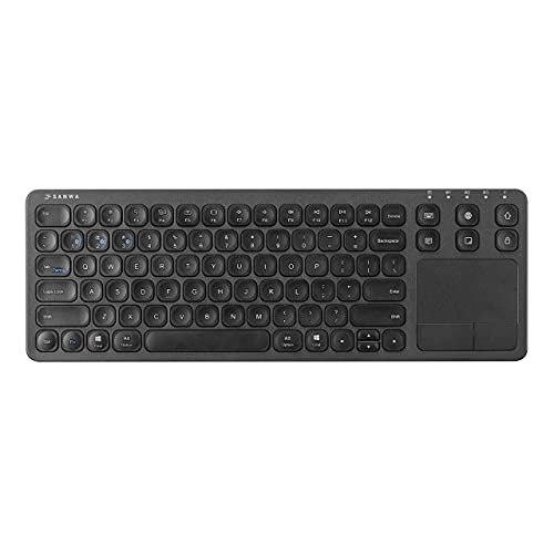 SANWA Multi Device Bluetooth Keyboard with Touchpad, Rechargeable Keypad with Trackpad for Laptop Desktop Computer PC iPad/iPhone Tablet, Compatible with MacBook, Windows, Android, iOS, Black - style: Black