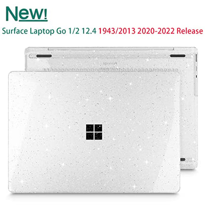 Mektron Glitter Microsoft Surface Laptop Go 2/1 Case 12.4 Inch Laptop Cover 2022-2020 Model 1943/2013 Plastic Hard Shell Case with Screen Protector + Keyboard Cover, Sparkle Crystal Clear - color: Sparkle Crystal Clear