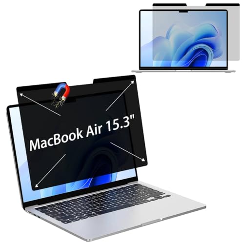 MUBUY-GOL Magnetic Privacy Screen Protector for MacBook Air 15.3 inch (2026-2023, M2, M3, M4 M5) Anti-Spy, Anti-Glare, Anti-Blue Light Protection, Enhanced Screen Clarity & Scratch Guard - size: MacBook Air 15.3
