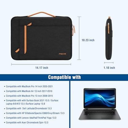 MOSISO 360 Protective Laptop Case 13-14 inch, 13.3 inch Laptop Sleeve,Black | Compatible with MacBook Neo/Air 13.6/Pro 13/Pro 14,HP Dell Acer ASUS,Side Open Carrying Bag with Horizontal&Vertical Pockets