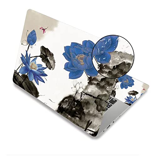 15.6 inch Laptop Notebook Skin Sticker Universal Soft Art Cover Decal Fits 12 13 13.3 14 15 15.4 15.6 inch Laptop Protector,Easy to Apply, Reusable, Blue Lotus Ink Painting - color: Blue Lotus Ink Painting