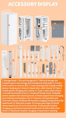 Keyboard Cleaner Kit Laptop Cleaner,32 in 1Phone Cleaning Tools - Electronics Brush for Charging Port, Laptop Keys, AirPods, Camera Lens, Tablet, PC and M-acBook Screen