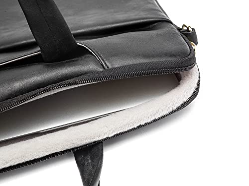 Kinmac 360° Protective Waterproof PU Leather Laptop Shoulder Messenger Sleeve Briefcase case Bag (13 inch-14 inch, Black PU) - color: Black Pu, size: 13 inch-14 inch