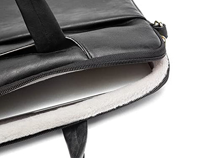 Kinmac 360° Protective Waterproof PU Leather Laptop Shoulder Messenger Sleeve Briefcase case Bag (13 inch-14 inch, Black PU) - color: Black Pu, size: 13 inch-14 inch
