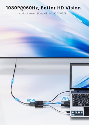 FOINNEX VGA to HDMI Adapter, 1080P Converter with USB Audio from Old Computer/Laptop/Desktop/PC VGA Source to HDMI HDTV/Monitor/Projector/Displayer, 1.5FT - size: 1.5FT/0.5M VGA to HDMI Adapter