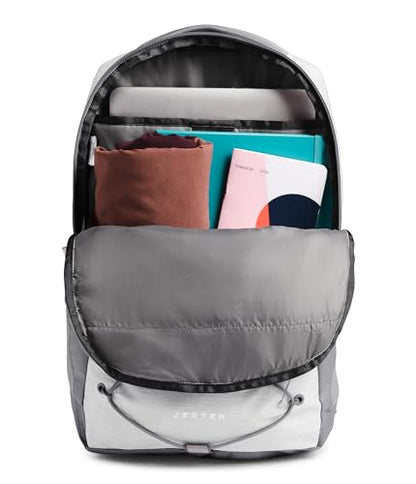 The North Face Jester Laptop Pack, Wht Met Mélange/Mid Gy-NPF, OSFA | Commuter Travel Bag, Laptop Sleeve, Water-Repellent - color: Tnf White Metallic Mélange/Mid Grey-npf