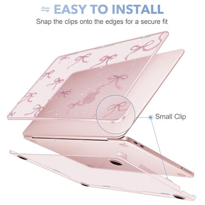 May Chen for MacBook Neo Case 13 inch 2026 | 100% Match Official Color | Pattern Printing, Anti-Crack & Scratch & Fingerprint | Protective Hard Shell Cases Laptop Model A3404 - Pink Bow - color: Pink bow