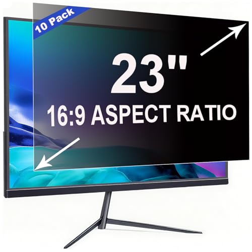 10 Pack Privacy Screen for 23 Inch 16:9 (51x28.7cm) computer Monitor | Blue Light Filter & Anti-Glare, Removable Screen Privacy Shield | PC Protector Film for flat and curved screens - color: 23 Inch - 16:09 Aspect Ratio, style: 10 Pack