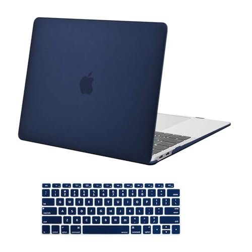 MOSISO Compatible with MacBook Air 13 inch Case M1 2021 2020 2019 2018 Release A2337 A2179 A1932 Touch ID, Plastic Hard Shell Cover&Keyboard Cover for MacBook Air 13.3 inch Case M1, Navy Blue - color: Navy Blue