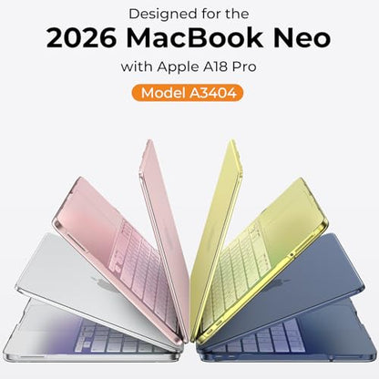 EooCoo Case for MacBook Neo 13 inch 2026, Scratch Resistant, Crystal Clear | Lightweight, Sturdy, Easy Snap-On, Against Scratches & Everyday Bumps, Model A3404 with A18 Pro Chip - color: Crystal Clear, size: Neo 13-inch