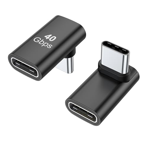 AreMe 90 Degree USB-C Male to Female Adapter 2 Pack, Black | Right Angle 100W Type-C Adapter Extender for Steam Deck, ROG Ally, Switch, Laptop, Tablet and Phone - color: Black
