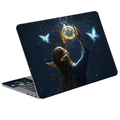 Universal Laptop Skin Sticker Decal with 2 Wrist Pad Skins, Waterproof Scratch Vinyl Cover for 11–15.6 Inch MacBook, HP, Dell, Lenovo, Cutable & Reusable,Elven Girl Magic Ring - color: Elven Girl Magic Ring