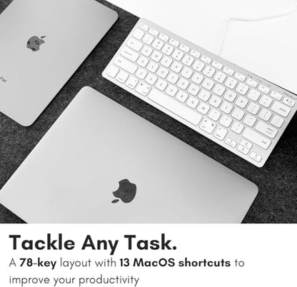 Macally Small Wired Keyboard for Mac and Windows - 78 Scissor Switch Keys Compatible Apple Keyboard - USB Mini Keyboard that Saves Space and Looks Great - Plug and Play Wired Mac Keyboard - Aluminum - color: Silver Aluminum
