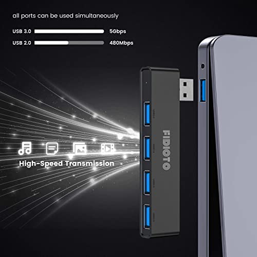 USB Hub, Fidioto 4 Port USB Adapter(1 * 3.0 Hub, 3 * 2.0 Hub), Networking Hub Expander for Laptop, iMac Pro, MacBook Air, Mac mini/Pro, Surface Pro, Notebook PC, USB Flash Drives and Mobile HDD Etc. - color: 4in1-Left-Black