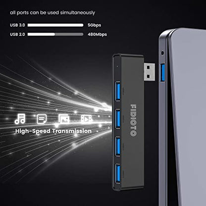 USB Hub, Fidioto 4 Port USB Adapter(1 * 3.0 Hub, 3 * 2.0 Hub), Networking Hub Expander for Laptop, iMac Pro, MacBook Air, Mac mini/Pro, Surface Pro, Notebook PC, USB Flash Drives and Mobile HDD Etc. - color: 4in1-Left-Black