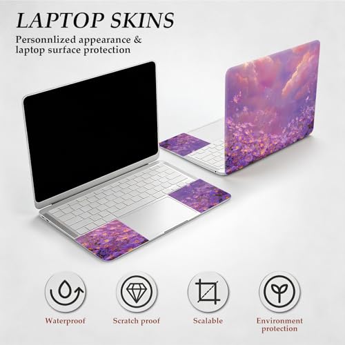 DEGDFSGR 12.1-15.6 Inch Universal Reusable Laptop Skin Sticker Decal, Waterproof Removable Protector for Notebook Cover, Scratch-Resistant Vinyl Cuttable Full Wrap Sticker, Purple Flower Galaxy - color: Purple Flower Galaxy