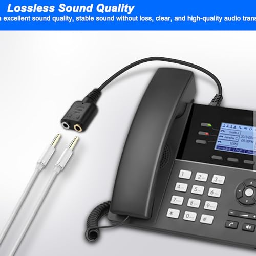XMSJSIY RJ9 to 3.5mm Headsets Adapter Telephone Phones MIC Audio Splitter Adapter Cable RJ9 4P4C Male to 3.5mm Jack Headphone Microphone Audio Cable - 27CM/10inch