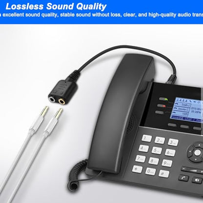 XMSJSIY RJ9 to 3.5mm Headsets Adapter Telephone Phones MIC Audio Splitter Adapter Cable RJ9 4P4C Male to 3.5mm Jack Headphone Microphone Audio Cable - 27CM/10inch
