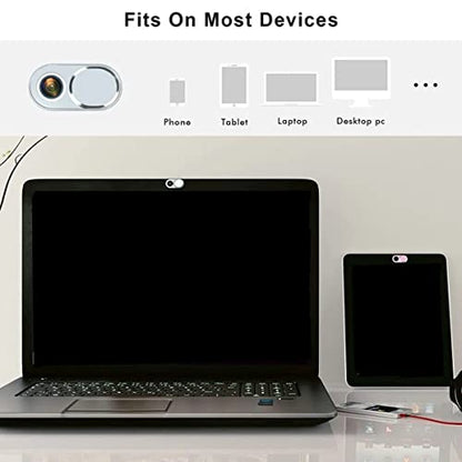 3 Pack Ultra Thin Metal Web Camera Slide Camera Cover Sticker Camera Privacy Covers for Smartphone Laptop (Black) - color: Black
