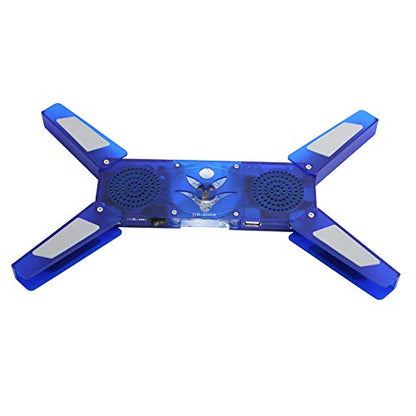 Foldable Laptop Cooling Pad with USB Hub and LED Lights, Low Noise Computer Cooler with Dual Speakers, High - Speed 500-2500rpm Fan for 15.6 - Inch Laptops