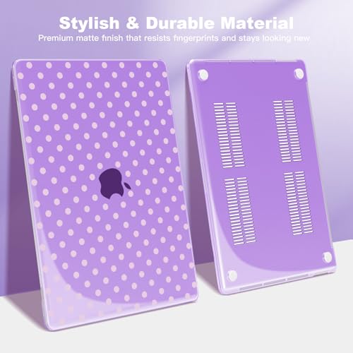 Teryeefi for MacBook Pro 13 inch Case M2 M1 2016-2022 Release Model A2338 A2289 A2251 A2159 A1989 A1706 A1708 Plastic Hard Shell Case Cover with Keyboard Cover & Screen Protector, Purple Polka Dots - color: Purple Polka Dots