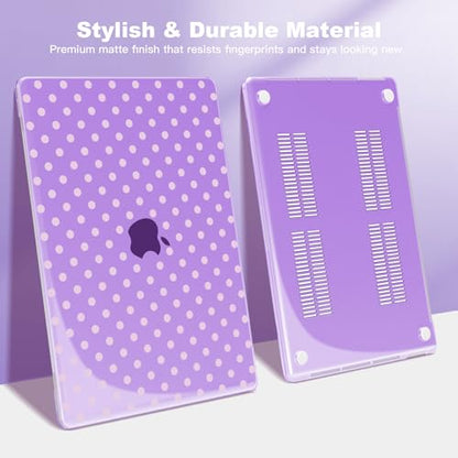 Teryeefi for MacBook Pro 13 inch Case M2 M1 2016-2022 Release Model A2338 A2289 A2251 A2159 A1989 A1706 A1708 Plastic Hard Shell Case Cover with Keyboard Cover & Screen Protector, Purple Polka Dots - color: Purple Polka Dots