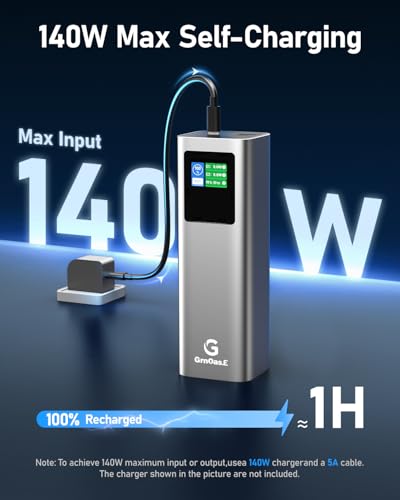 27000mAh Power Bank, 140W Laptop Portable Charger with PD 3.1 Fast Charging, Smart Sisplay, 99Wh Battery Bank for MacBook Pro/Air, iPad Pro, iPhone17/16 Series, Samsung and More(Silver Gray) - color: Silver Gray