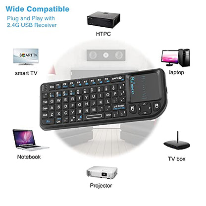 Rii 2.4G Mini Wireless Keyboard with Touchpad Mouse,Lightweight Portable Controller with USB Receiver Remote Control for Windows/Mac/Android/PC/Tablets/TV/Xbox/ PS3. X1-Black