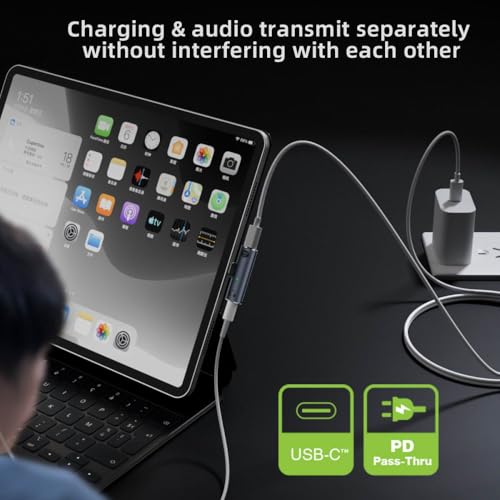 CY Audio Adapter USB-C Type-C to 3.5mm Audio DAC AUX Music 16bit 48kHz & 100W PD Power Adapter for Laptop Tablet Phone - style: USB-C to DAC 3.5mm 48kHz & PD