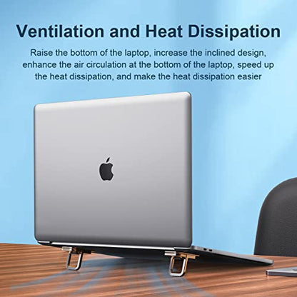 Hagibis Adjustable Laptop Stand for Desk - Portable Laptop Riser, Ergonomic Aluminum Cooling Pad for MacBook Pro Air, Tablet (Silver) - color: Silver