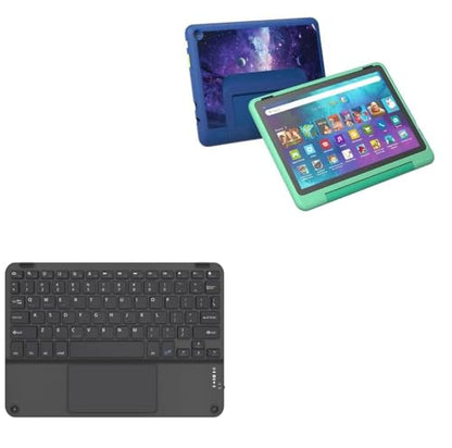 BoxWave Keyboard Compatible With Amazon Fire HD 10 Kids Pro tablet (2024) - SlimKeys Bluetooth Keyboard with Trackpad, Portable Slim TouchPad - Jet Black