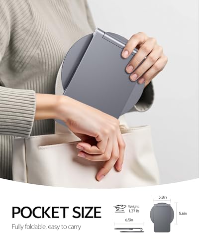 LULULOOK Stand for Surface Pro/Go - Aluminum Alloy 360° Swivel Base, Foldable Tablet Holder/Riser for Microsoft Surface Pro 7/8/9/10/11 & Go 2/3/4 | Portable Office Desk Accessories, Gray