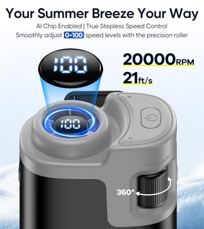 Waist Fan, 10000mAh 100 Speeds 5 Modes, 16000RPM Brushless, 40Hour
