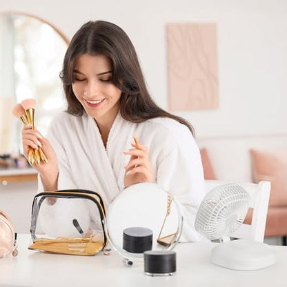 IRIS USA 5" Battery Operated Travel Fan, D-Battery Powered, Camping, White | Compact Foldable Personal Fan, Portable Travel Mini Desk Fan, Office Bedside Picnic Camping Outdoor - color: White - Battery, style: Foldable