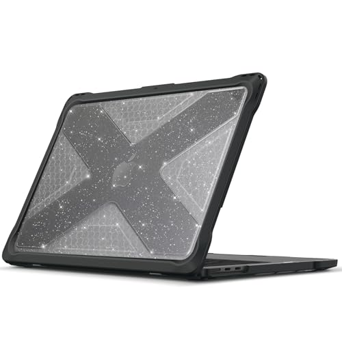 Fintie Case for MacBook Air 13.6 Inch A3449 A3240 A3113 A2681 (2022 2023 2024 2025 2026 Release) - Heavy Duty Rugged Hard Shell Case Cover for MacBook Air 13 Inch M2 M3 M4 M5 Chip, Glittering Clear - color: Glittering Clear
