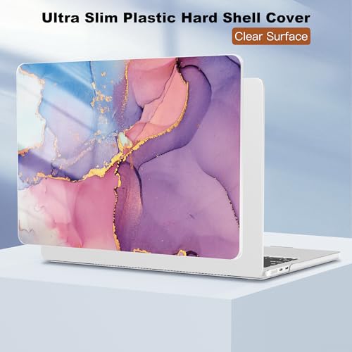 CISSOOK Compatible with MacBook Air 13 inch Case M2 M3 M4 M5 | A3449 A3240 A3113 A2681, 5in1 Set Hard Shell Case Keyboard Cover for MacBook Air 13.6 inch 2022 - 2026, Purple Marble - color: Air13.6inch-Marble Purple