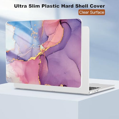 CISSOOK Compatible with MacBook Air 13 inch Case M2 M3 M4 M5 | A3449 A3240 A3113 A2681, 5in1 Set Hard Shell Case Keyboard Cover for MacBook Air 13.6 inch 2022 - 2026, Purple Marble - color: Air13.6inch-Marble Purple
