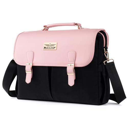 Laptop Tote Bag for Women – 15.6" Canvas Work Bag with 17 Pockets | Black & Beige | Stylish, Durable & Lightweight