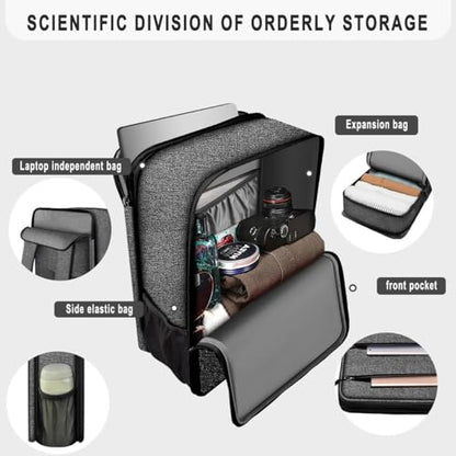 Travel Laptop Backpack with Small Case for 15-16 inch Notebooks, Slim & Expandable Computer Bag for College Business Commute for Men and Women,Dark Gray-Black - color: Dark Gray-black