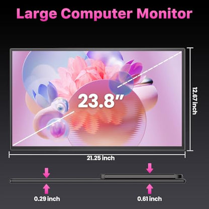 cocopar Portable Monitor IPS Travel Monitor with USB-C HDMI Portable Screen for Laptop MacBook Surface PC PS4/5 External Display with Kickstand, VESA Mountable, 23.8 Inch - size: 23.8 Inch