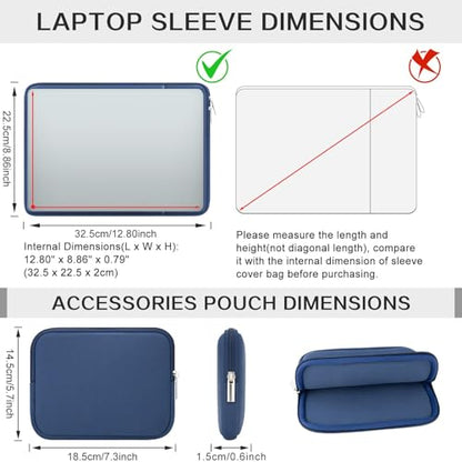 RAINYEAR 13 Inch Laptop Sleeve Compatible with 13.3" MacBook Air/Pro M1 M2 M3 M4 M5 A3449 A3240 A3113 A2681 A2338 Case Cover Bag with Front Pocket Accessories Pouch (Navy Blue) - color: Navy Blue, size: 13"