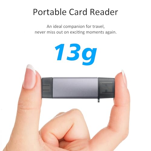 USB3.0 USB-C SD Card Reader, 2-in-1 Wansurs Aluminum Alloy Memory Card Reader with Dual Connectors for SDXC, SDHC, SD, MMC, RS-MMC, Micro SDXC, Micro SD, Micro SDHC, and UHS-I Cards