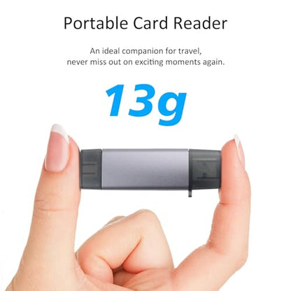 USB3.0 USB-C SD Card Reader, 2-in-1 Wansurs Aluminum Alloy Memory Card Reader with Dual Connectors for SDXC, SDHC, SD, MMC, RS-MMC, Micro SDXC, Micro SD, Micro SDHC, and UHS-I Cards