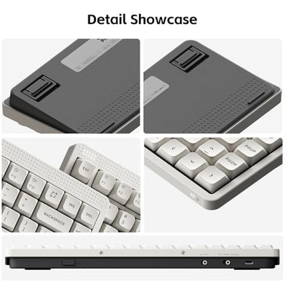 nuphy Node75 Wireless Mechanical Keyboard, 75% Hot Swappable Custom Low Profile Keyboard, 84 Keys Computer Gaming Keyboards, Supports Touch Gestures, PBT Keycaps, RGB Backlit, Bluetooth/2.4GHz/USB-C - color: White, size: Low-Profile Blush Nano Switch