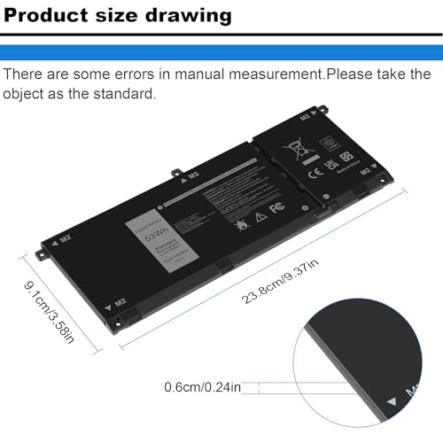 53Wh H5CKD Battery for Dell Vostro 5300 5301 5401 5501 5402 Latitude 3410 3510 Inspiron 5300 5401 5408 5409 5501 5508 5400 5406 5509 7405 7300 7500 2-in-1 Silver Edition 7T8CD TXD03 0H5CKD JK6Y6 - size: 9.37*3.58*0.24inch