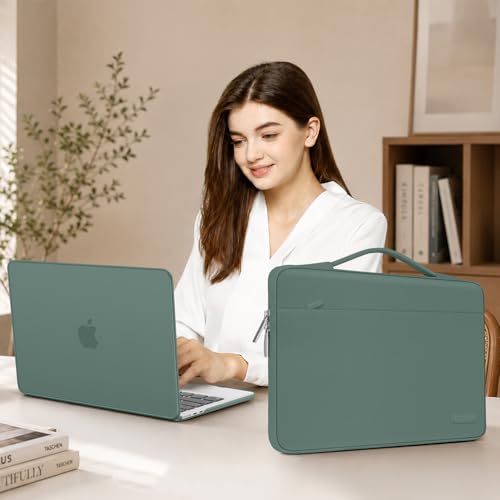 MOSISO Compatible with MacBook Air 13 inch Case M5 2026 M4 2025 M3 M2 2024-2022 A3449 A3240 A3113 A2681,Hard Shell&Sleeve Bag&Keyboard Skin&Webcam Cover&ScreenFilm for MacBook Air 13.6, Emerald Green - color: Emerald Green