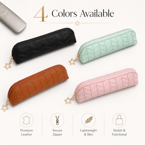 Storage Pouch Compatible with Logitech Spotlight 3 Presentation Remote, PU Leather Zipper Carrying Case, Slim Portable Organizer Bag for Presenter Remote and USB Receiver, Travel Office Case, Green