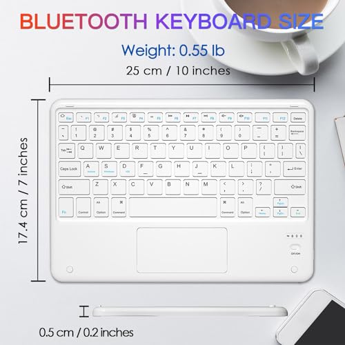 Bluetooth Keyboard, Slim 7 Colors Backlit Wireless Bluetooth Keyboard with Touchpad Built in Rechargeable Battery for iOS Android Windows Tablets PC Smartphone